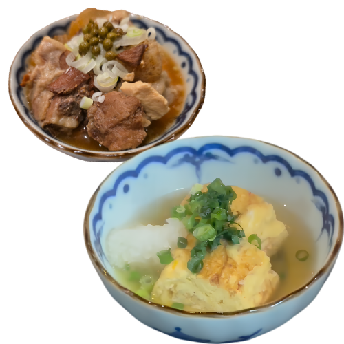 牛すじ煮込みやだし巻き玉子 | 蒲生第一酒場名物料理